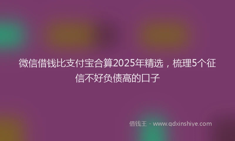 微信借钱比支付宝合算2025年精选，梳理5个征信不好负债高的口子