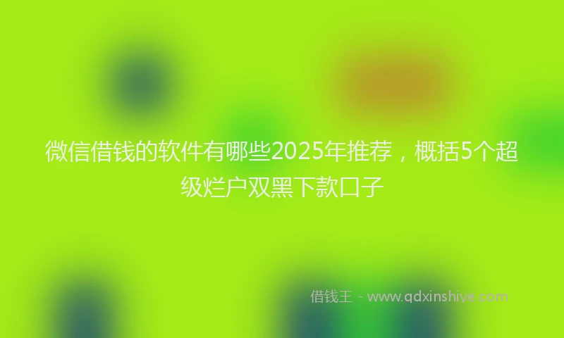 微信借钱的软件有哪些2025年推荐，概括5个超级烂户双黑下款口子