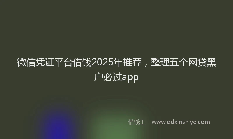 微信凭证平台借钱2025年推荐，整理五个网贷黑户必过app