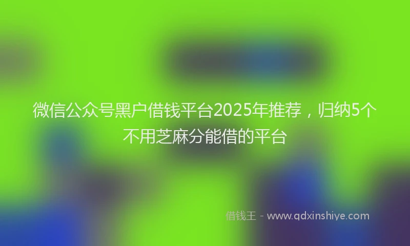 微信公众号黑户借钱平台2025年推荐，归纳5个不用芝麻分能借的平台