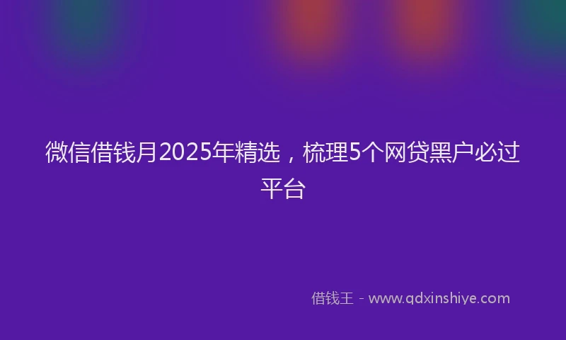 微信借钱月2025年精选，梳理5个网贷黑户必过平台