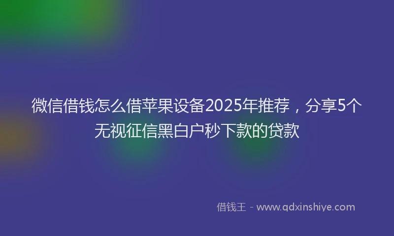 微信借钱怎么借苹果设备2025年推荐，分享5个无视征信黑白户秒下款的贷款