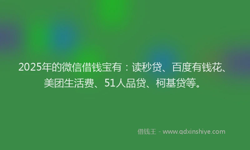 2025年的微信借钱宝有：读秒贷、百度有钱花、美团生活费、51人品贷、柯基贷等。
