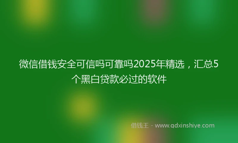 微信借钱安全可信吗可靠吗2025年精选，汇总5个黑白贷款必过的软件