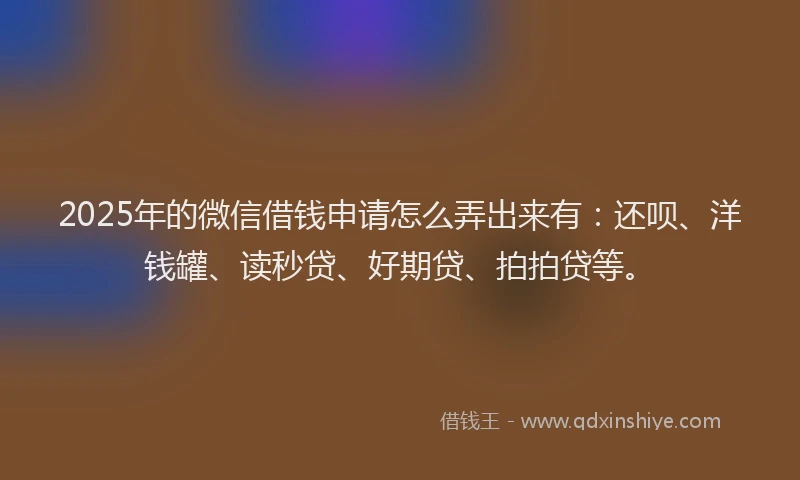 2025年的微信借钱申请怎么弄出来有：还呗、洋钱罐、读秒贷、好期贷、拍拍贷等。