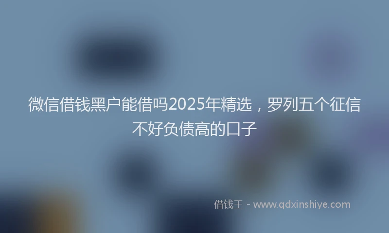 微信借钱黑户能借吗2025年精选，罗列五个征信不好负债高的口子