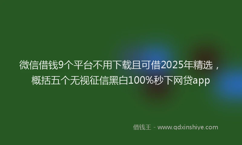 微信借钱9个平台不用下载且可借2025年精选，概括五个无视征信黑白100%秒下网贷app