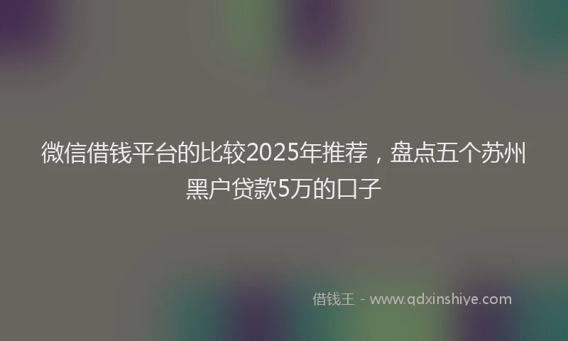 微信借钱平台的比较2025年推荐，盘点五个苏州黑户贷款5万的口子