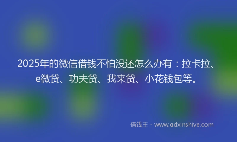 2025年的微信借钱不怕没还怎么办有：拉卡拉、e微贷、功夫贷、我来贷、小花钱包等。
