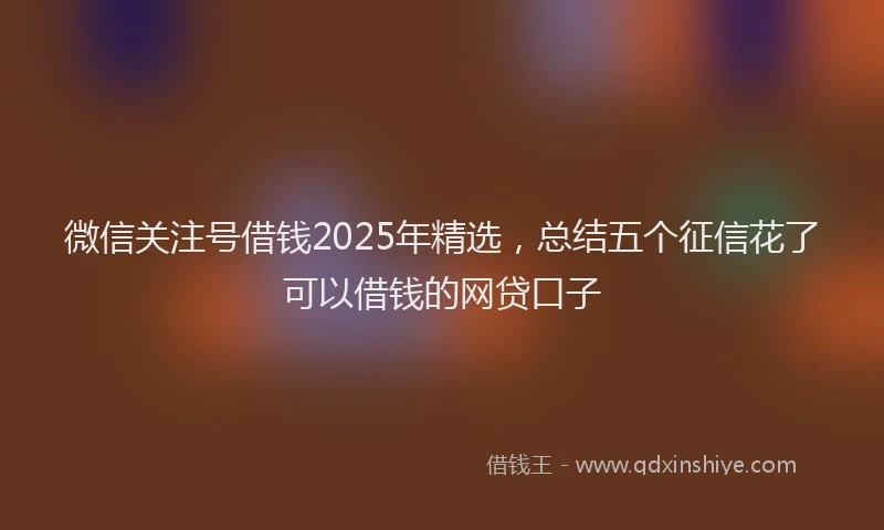微信关注号借钱2025年精选，总结五个征信花了可以借钱的网贷口子