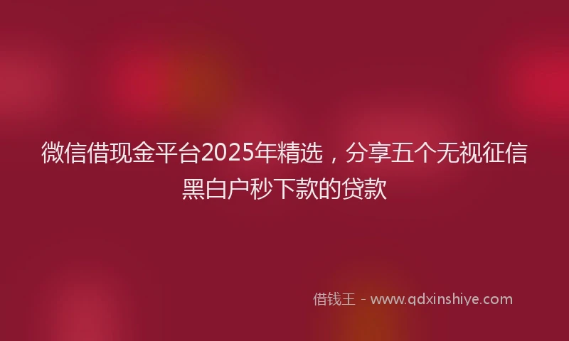 微信借现金平台2025年精选，分享五个无视征信黑白户秒下款的贷款