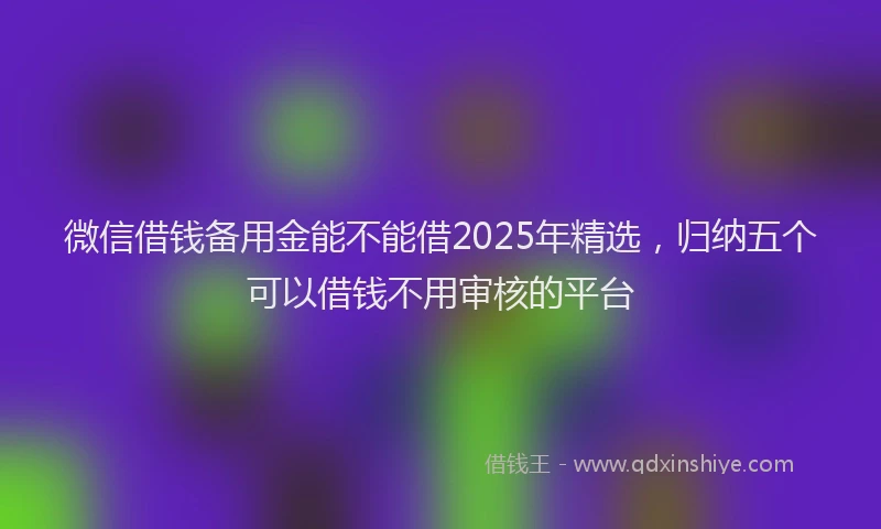 微信借钱备用金能不能借2025年精选，归纳五个可以借钱不用审核的平台
