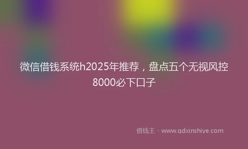 微信借钱系统h2025年推荐，盘点五个无视风控8000必下口子