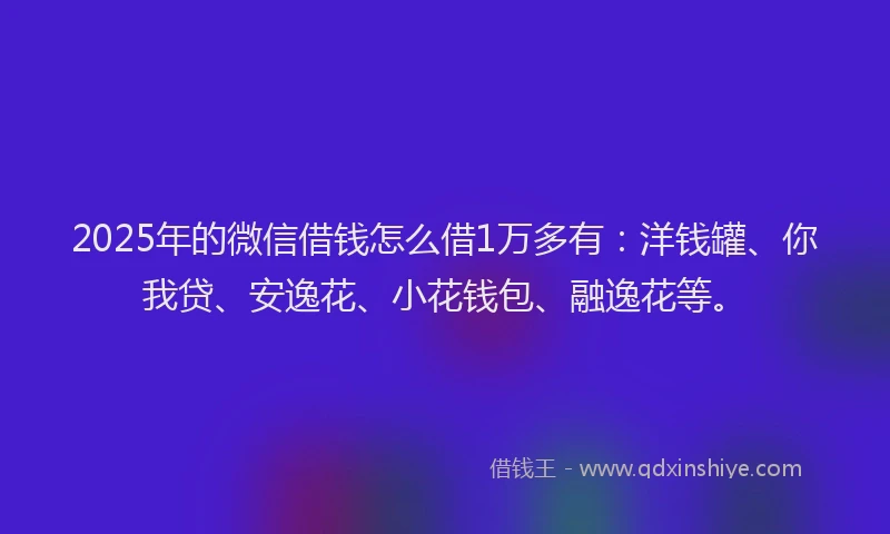 2025年的微信借钱怎么借1万多有：洋钱罐、你我贷、安逸花、小花钱包、融逸花等。
