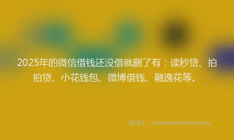 2025年的微信借钱还没借就删了有：读秒贷、拍拍贷、小花钱包、微博借钱、融逸花等。