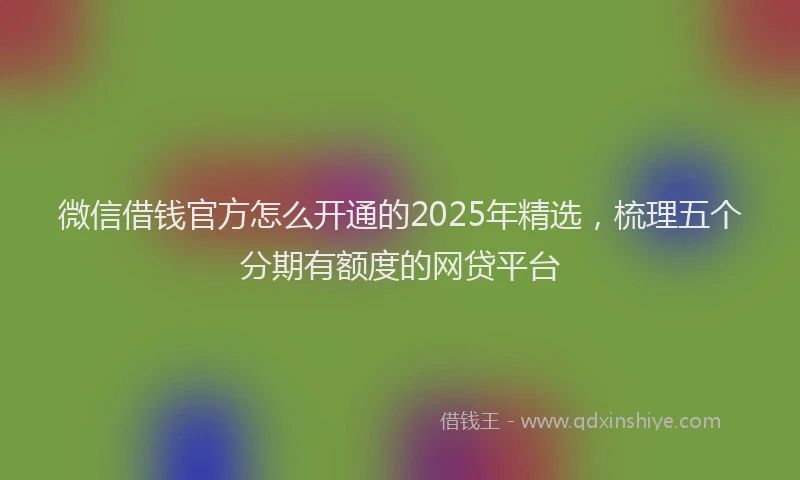 微信借钱官方怎么开通的2025年精选，梳理五个分期有额度的网贷平台