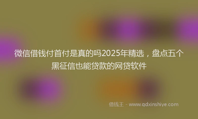 微信借钱付首付是真的吗2025年精选，盘点五个黑征信也能贷款的网贷软件