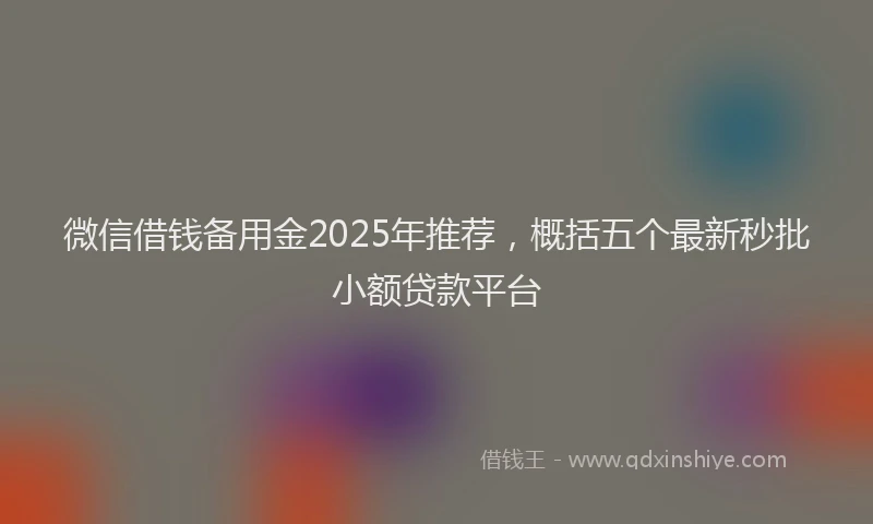 微信借钱备用金2025年推荐，概括五个最新秒批小额贷款平台