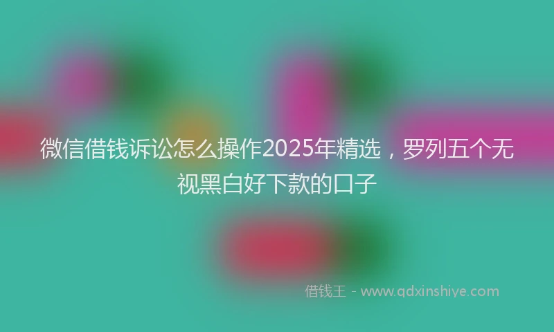 微信借钱诉讼怎么操作2025年精选，罗列五个无视黑白好下款的口子