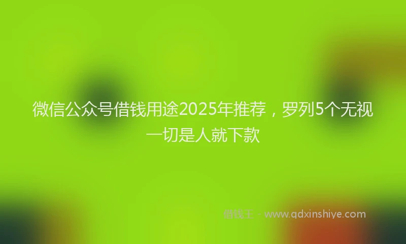 微信公众号借钱用途2025年推荐，罗列5个无视一切是人就下款