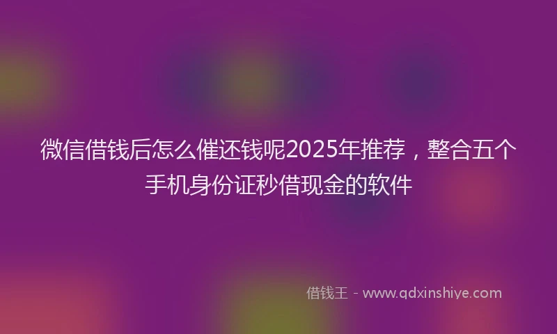 微信借钱后怎么催还钱呢2025年推荐，整合五个手机身份证秒借现金的软件
