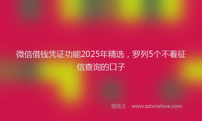 微信借钱凭证功能2025年精选，罗列5个不看征信查询的口子