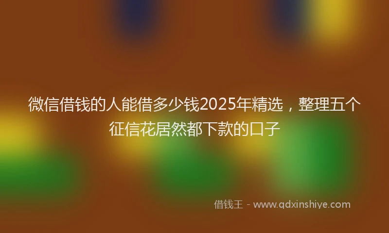 微信借钱的人能借多少钱2025年精选，整理五个征信花居然都下款的口子