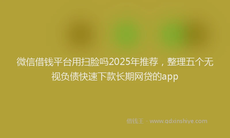 微信借钱平台用扫脸吗2025年推荐，整理五个无视负债快速下款长期网贷的app