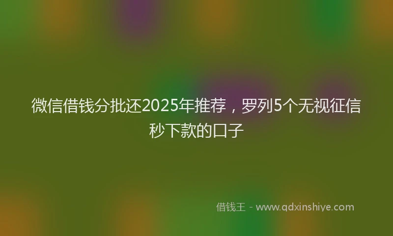 微信借钱分批还2025年推荐，罗列5个无视征信秒下款的口子