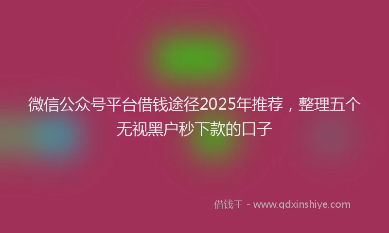 微信公众号平台借钱途径2025年推荐，整理五个无视黑户秒下款的口子