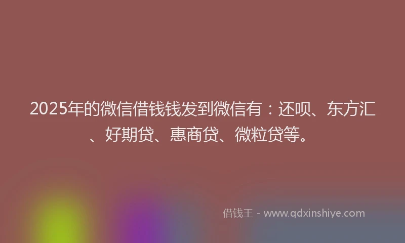 2025年的微信借钱钱发到微信有：还呗、东方汇、好期贷、惠商贷、微粒贷等。