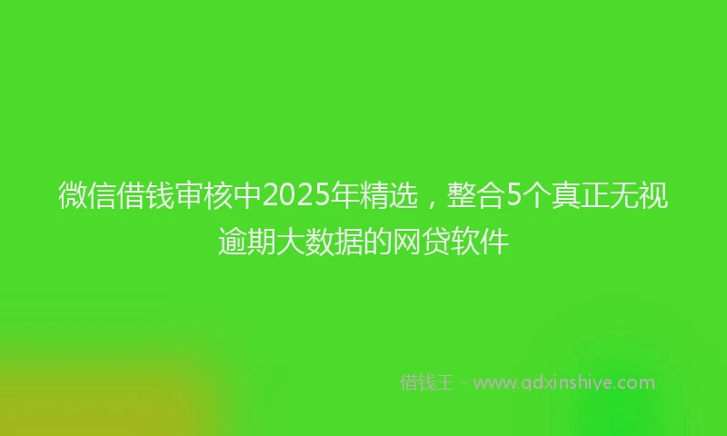 微信借钱审核中2025年精选，整合5个真正无视逾期大数据的网贷软件