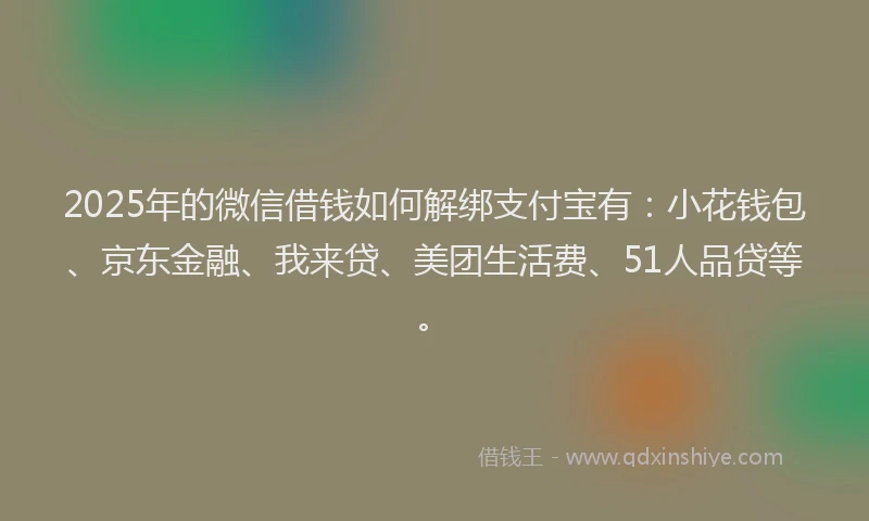 2025年的微信借钱如何解绑支付宝有：小花钱包、京东金融、我来贷、美团生活费、51人品贷等。