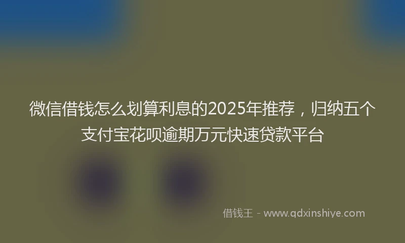 微信借钱怎么划算利息的2025年推荐，归纳五个支付宝花呗逾期万元快速贷款平台