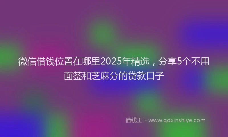 微信借钱位置在哪里2025年精选，分享5个不用面签和芝麻分的贷款口子