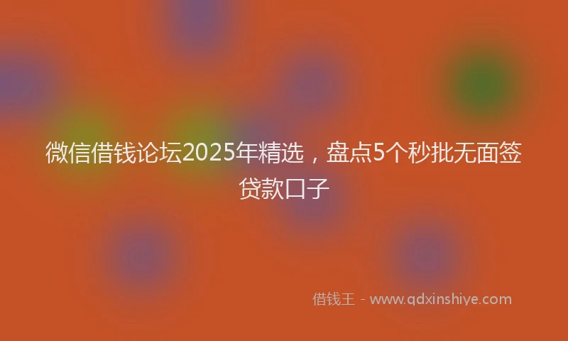 微信借钱论坛2025年精选，盘点5个秒批无面签贷款口子