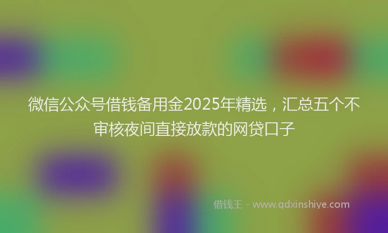 微信公众号借钱备用金2025年精选，汇总五个不审核夜间直接放款的网贷口子