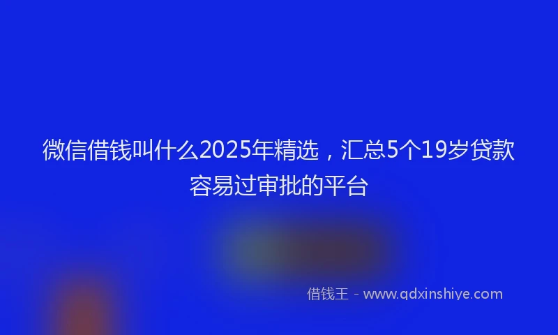 微信借钱叫什么2025年精选，汇总5个19岁贷款容易过审批的平台