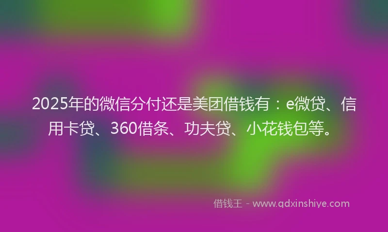 2025年的微信分付还是美团借钱有：e微贷、信用卡贷、360借条、功夫贷、小花钱包等。