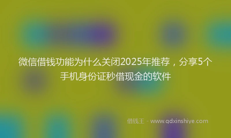 微信借钱功能为什么关闭2025年推荐，分享5个手机身份证秒借现金的软件