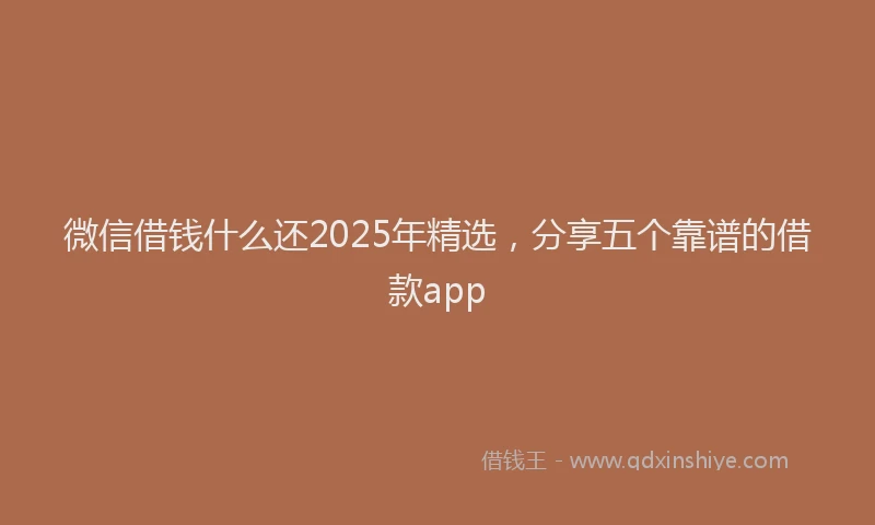 微信借钱什么还2025年精选，分享五个靠谱的借款app