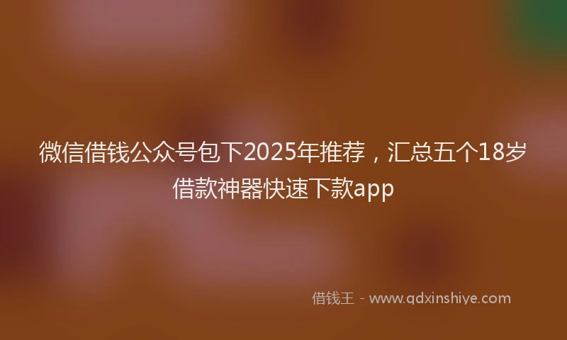 微信借钱公众号包下2025年推荐，汇总五个18岁借款神器快速下款app