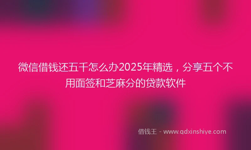 微信借钱还五千怎么办2025年精选，分享五个不用面签和芝麻分的贷款软件