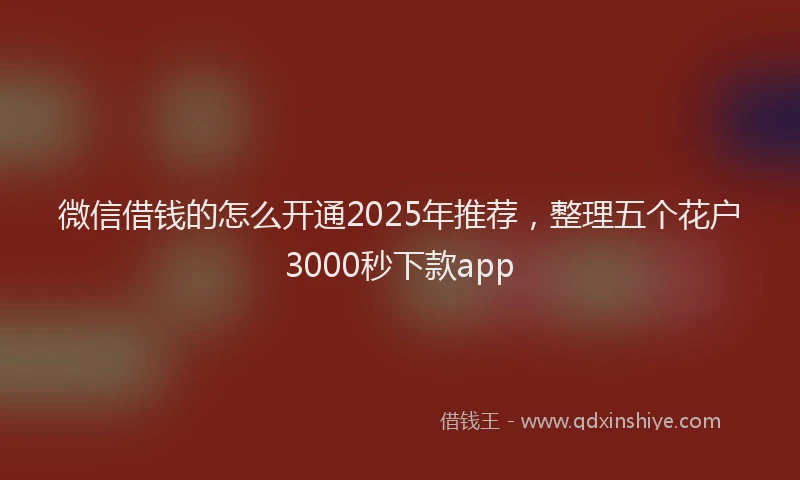 微信借钱的怎么开通2025年推荐，整理五个花户3000秒下款app