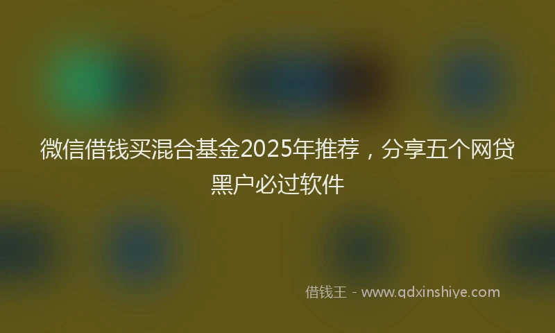微信借钱买混合基金2025年推荐，分享五个网贷黑户必过软件
