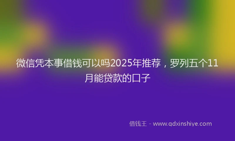 微信凭本事借钱可以吗2025年推荐，罗列五个11月能贷款的口子