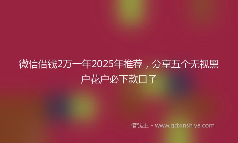 微信借钱2万一年2025年推荐，分享五个无视黑户花户必下款口子