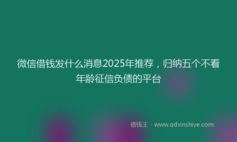 微信借钱发什么消息2025年推荐，归纳五个不看年龄征信负债的平台