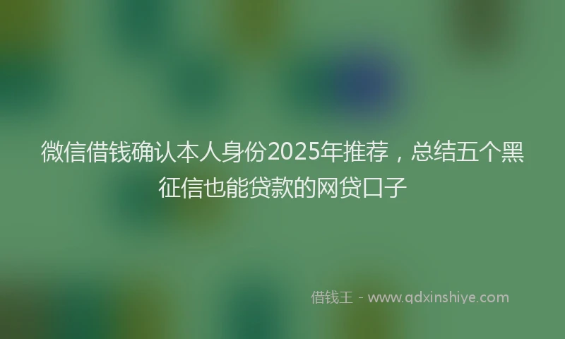 微信借钱确认本人身份2025年推荐，总结五个黑征信也能贷款的网贷口子
