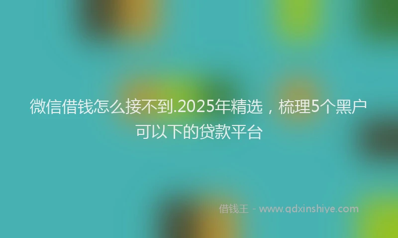 微信借钱怎么接不到.2025年精选，梳理5个黑户可以下的贷款平台